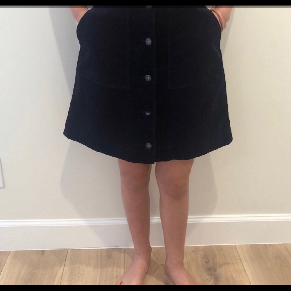 Navy blue button down skirt